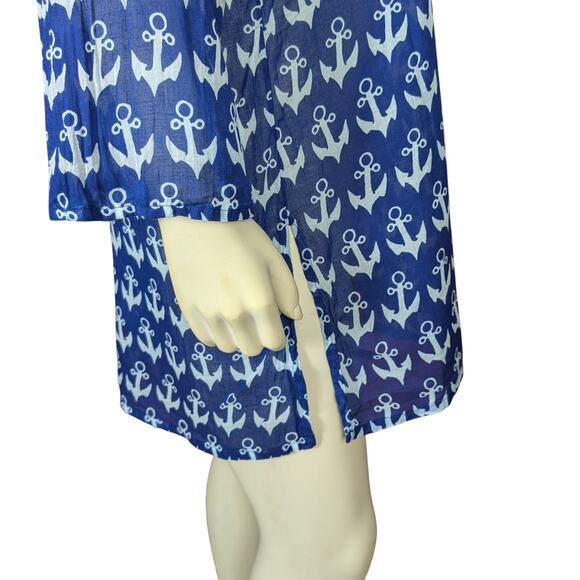 Flora by Rockflowerpaper Swim Coverup Womens Small Navy Nautical Coastal Beach - Picture 6 of 13